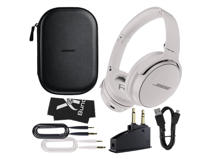 Bose QuietComfort 45 Headphones Bundle with QC15 Airplane Jack Adapter